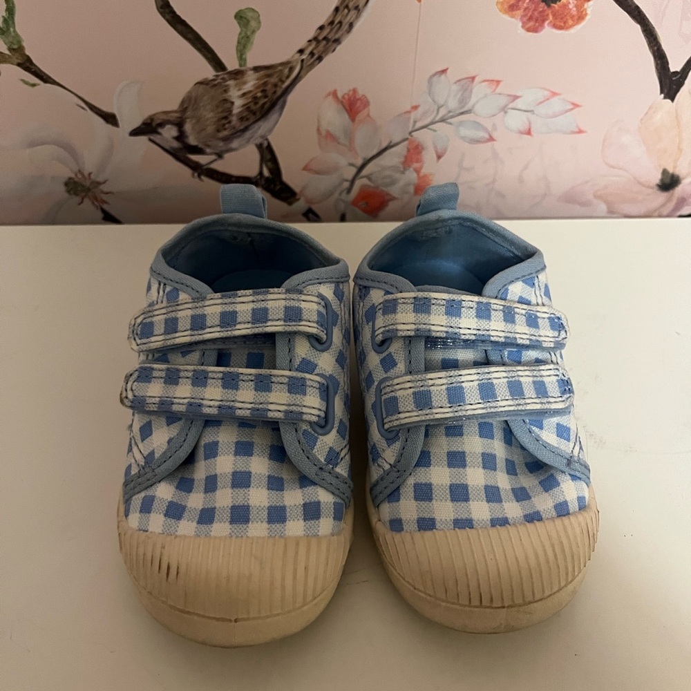 Charming Blue Checkered Kids Sneakers
